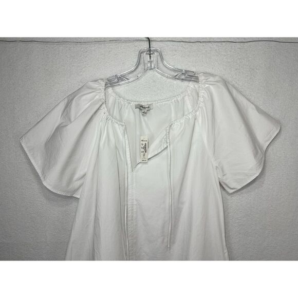 MADEWELL Women's Poplin Flutter-Sleeve Pintuck‎ Mini Dress Small NF911 ($98) - Picture 4 of 11